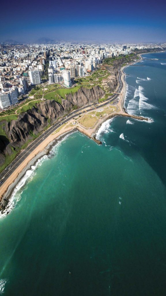 aerial view of coast verde beach lima