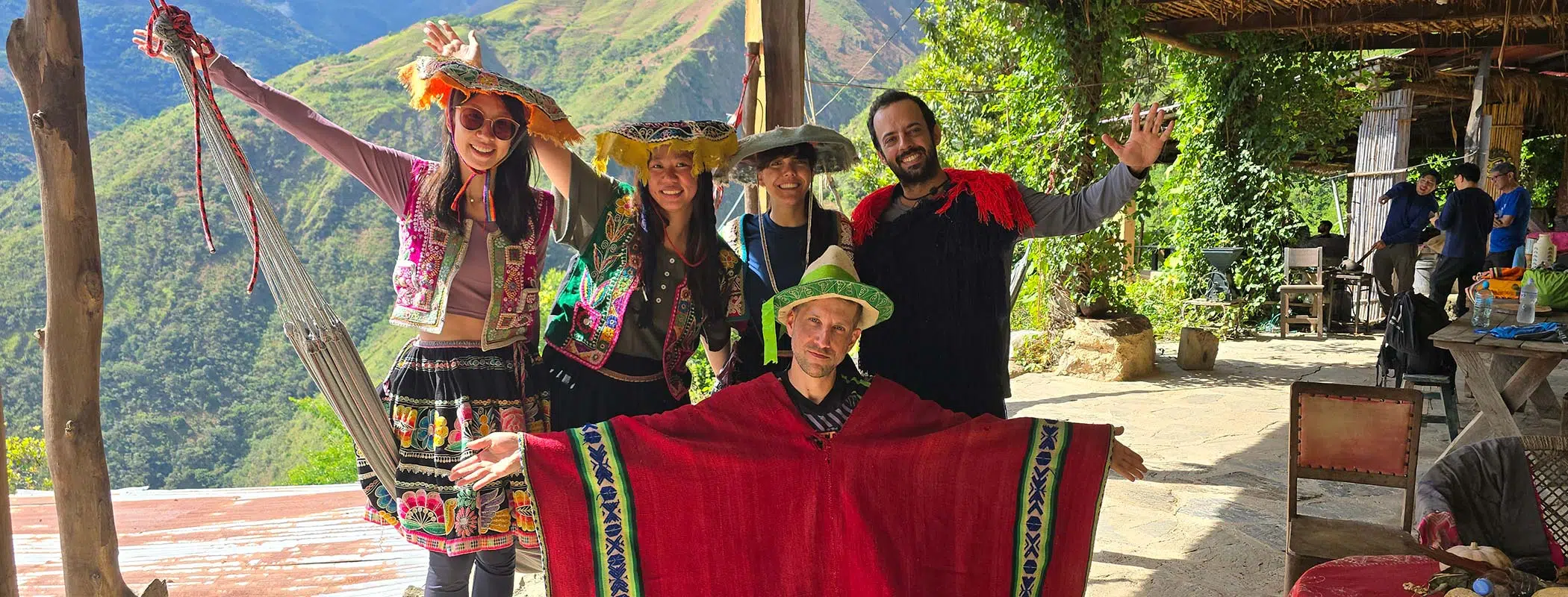 friends on the inca jungle adventure tour in Cusco