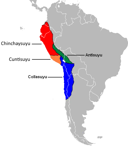 Inca Empire map with Antisuyu highlighted