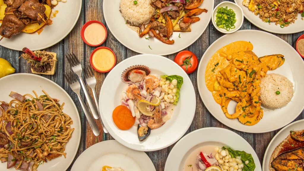 Assorted Peruvian dishes on a table