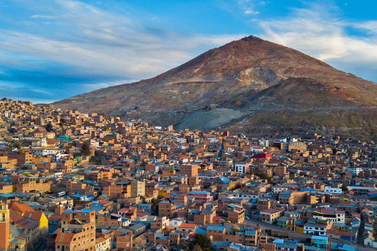Potosi city and Cerro Rico mountain, one of the historic tourist attractions in Bolivia