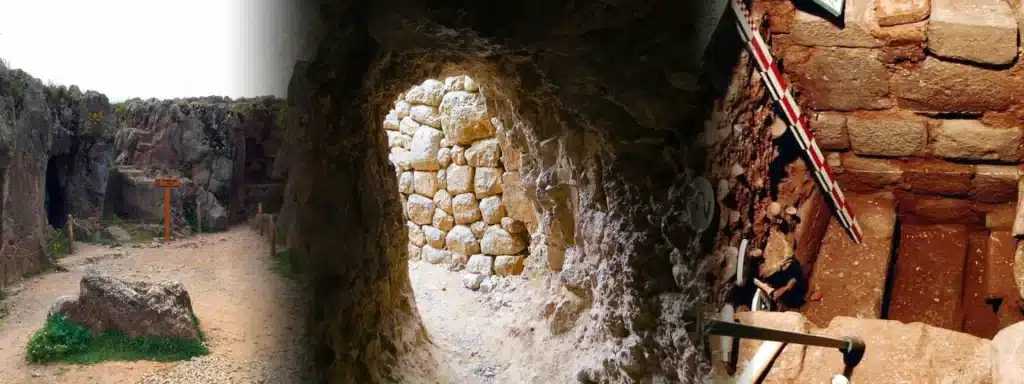 Inca tunnels in Cusco at Sacsayhuaman entrance to the Chinkana