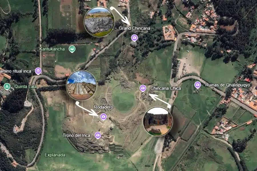 Túneles Inca en Cusco: El Mundo Subterráneo Oculto Bajo el Imperio Inca 1 Map of Sacsayhuaman in Cusco showing the location of the Chinkana tunnels