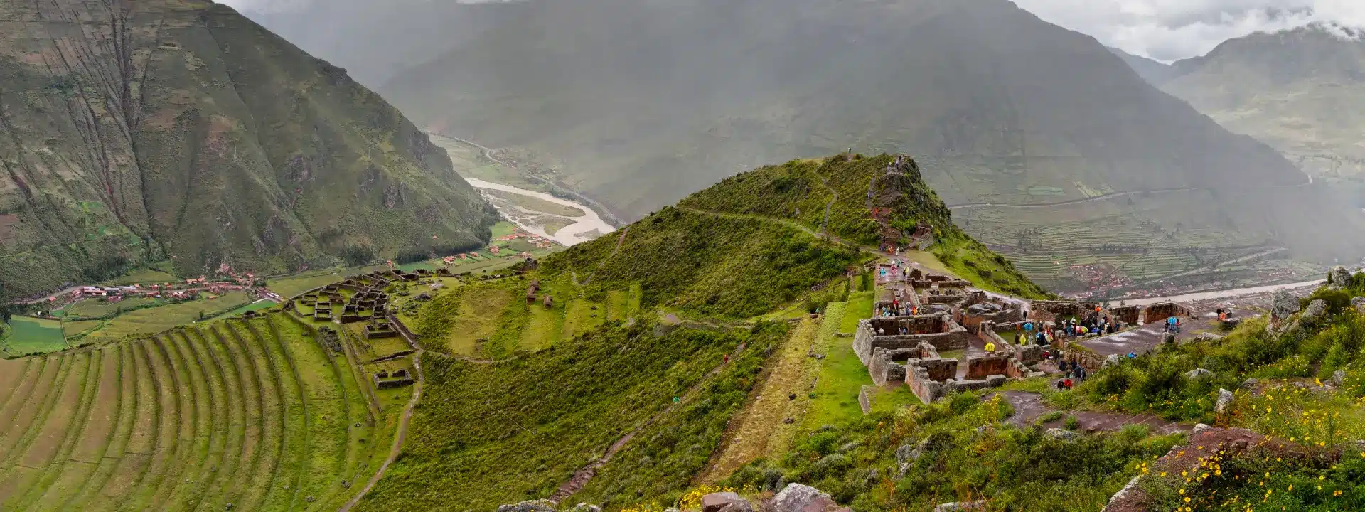 Panoramic view of Pisac ruins in the Sacred Valley travel guide
