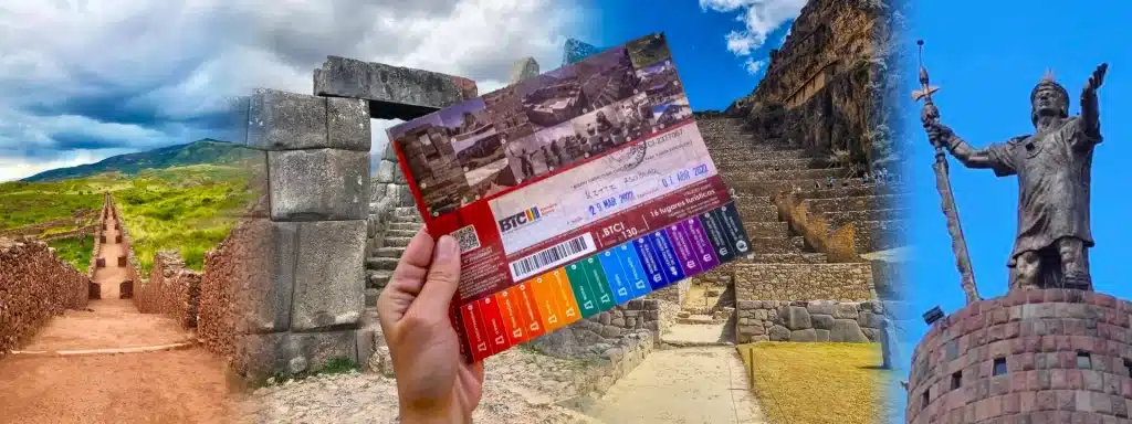 Cusco Tourist Ticket showing access options to archaeological sites and tourist circuits in Cusco, including full and partial circuit passes.