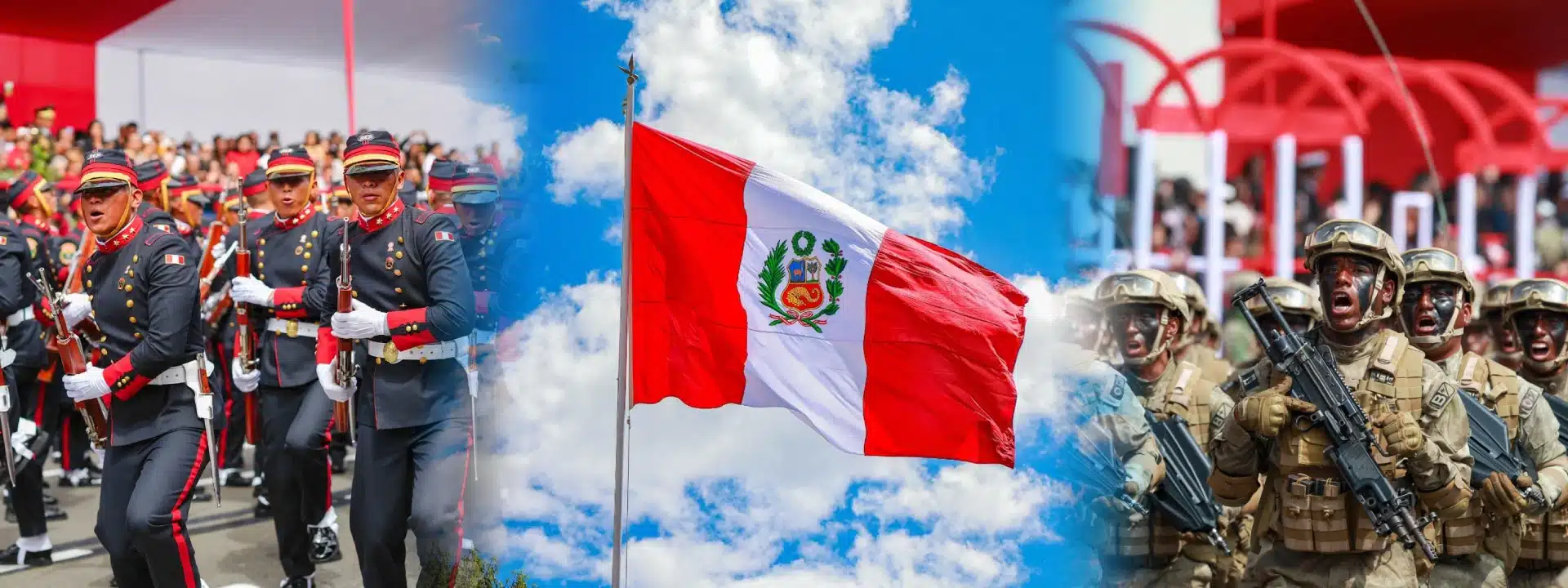 Peru Independence Day celebration with Peruvian flags during Fiestas Patrias