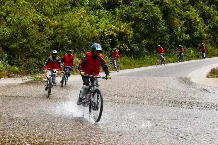 How Difficult Is the Inca Jungle Trek? 1 Inca Jungle mountain biking through the road