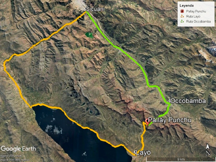Pallay Punchu : la montagne arc-en-ciel la mieux préservée du Pérou 4 Carte des itinéraires d'accès à Pallay Punchu